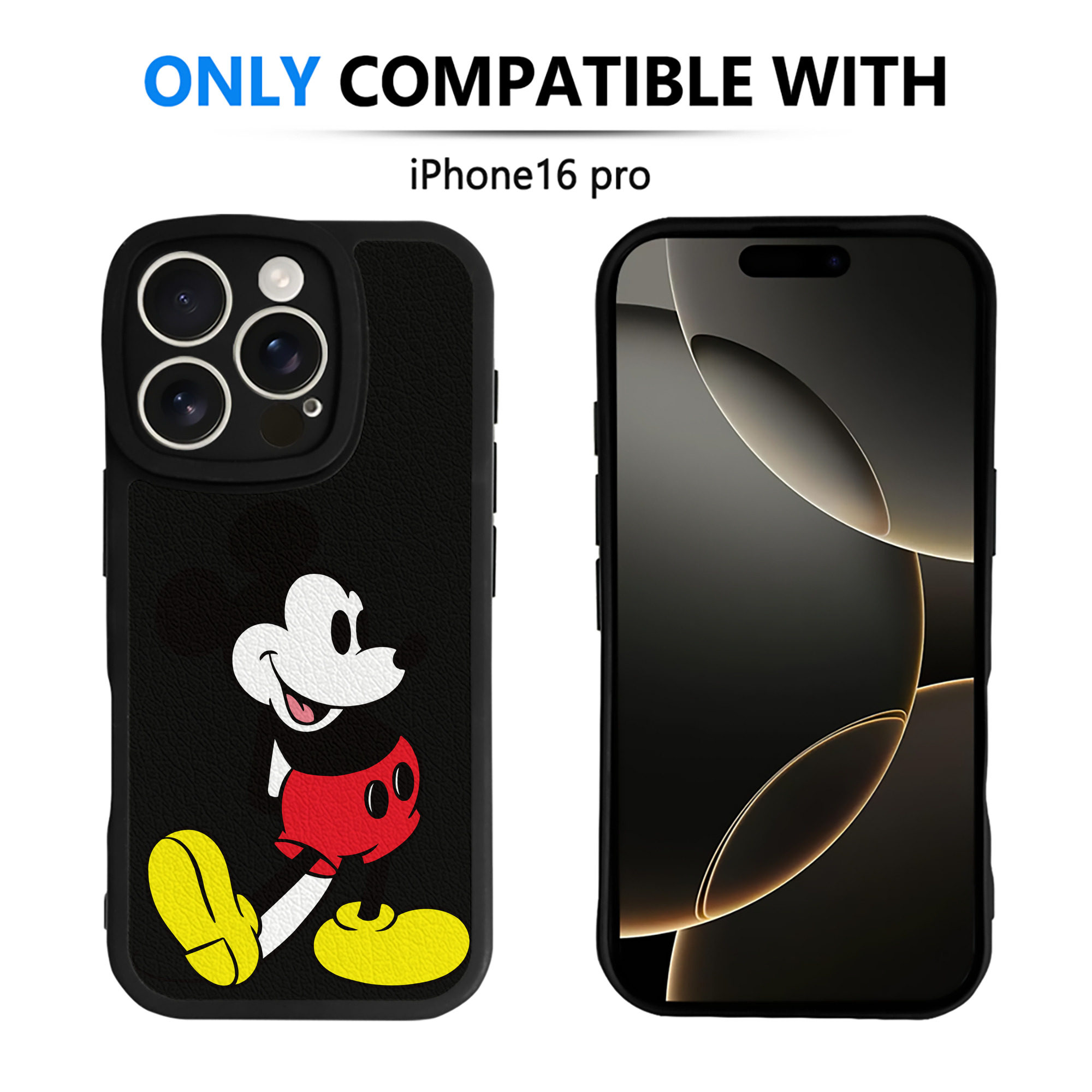 （画像用） ミッキーマウス Mickey Mouse 【iPhone 16シリーズ対応】シリコンスマホケース（レザー調） 材質：シリコン